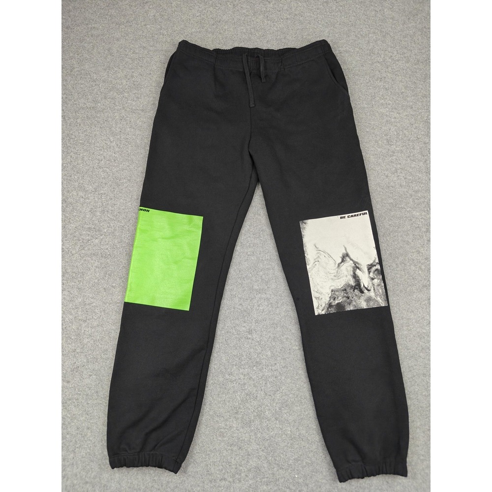 SNOH‎ Pants Mens 2XL Black Heavyweight Fleece Joggers Graphic Colorblock USA